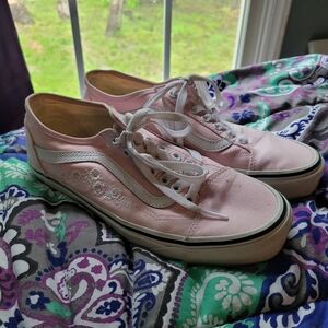Vans Off The Wall Pink Embroidered Floral Shoes
